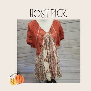 Free People Distressed Floral Midi Dress SZ SP